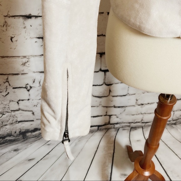 SOLEMIO Beige Vegan Suede Moto Jacket Size Large - Picture 13 of 16